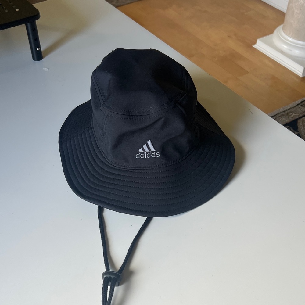 adidas Black Outdoor Bucket Hat with Chin Cord